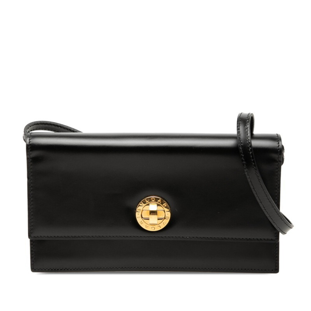Bulgari Logo Shoulder Bag, Black Leather, Women's BVLGARI